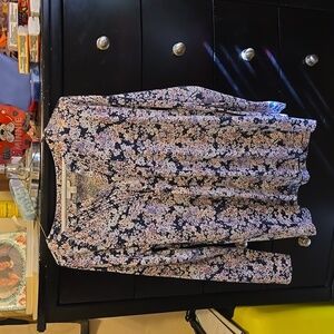 J. Jill Floral Pleated Front Blouse